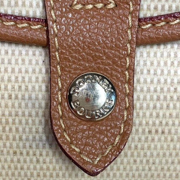 Vintage Dooney & Bourke Small Front Flap Crossbody Bag Beige Canvas Tan Trim - Picture 11 of 11